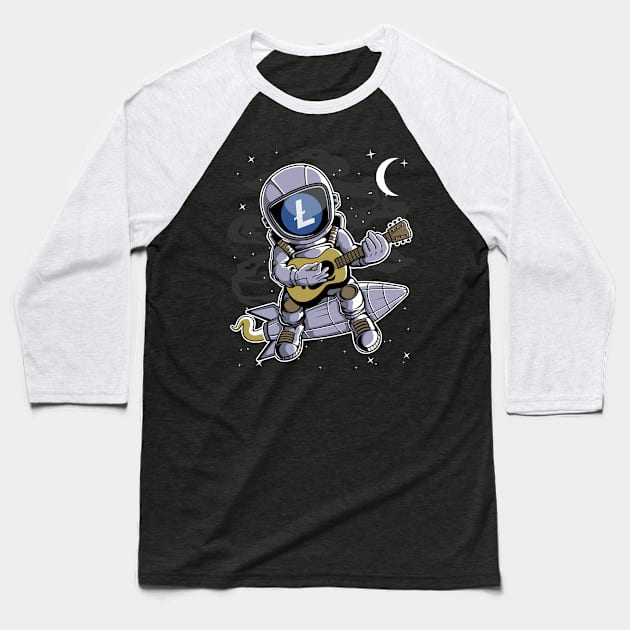 Astronaut Guitar Litecoin LTC Coin To The Moon Crypto Token Cryptocurrency Blockchain Wallet Birthday Gift For Men Women Kids Baseball T-Shirt by Thingking About